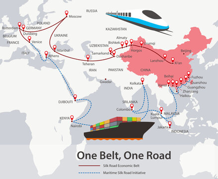 One Belt, One Road, Chinese strategic investment in the 21st century map.